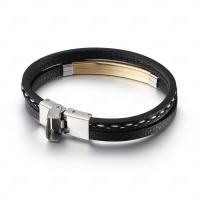 PU Leather Cord Bracelets, with Stainless Steel, plated, fashion jewelry & woven pattern, more colors for choice, Length:20 cm, Sold By PC