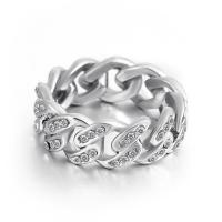Titantium Steel finger ring, Titan Stål, silver pläterad, mode smycken & olika storlek för val & micro bana cubic zirconia, silver, 18.80mm, Säljs av PC