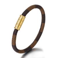 PU Leather Cord Bracelets, with Stainless Steel, plated, fashion jewelry, more colors for choice, Length:21 cm, Sold By PC