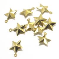 Brass Jewelry Pendants, Star, 3D effect, original color, 15.20x19.10mm, Approx 100PCs/Bag, Sold By Bag