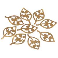 Brass Jewelry Connector, Leaf, 1/1 loop & hollow, golden, 26.70x15x0.40mm, Approx 100PCs/Bag, Sold By Bag