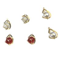 Brass Jewelry Pendants, with Glass Beads & Cats Eye & Plastic Pearl, Teardrop, gold color plated, different materials for choice, more colors for choice, 12.70x20.70mm, Approx 50PCs/Bag, Sold By Bag