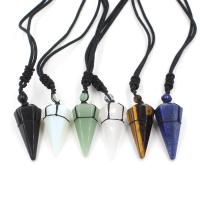 Natural Gemstone Necklace Natural Stone Conical & Unisex Length Approx 15.75 Inch Sold By PC