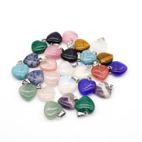 Gemstone Pendants Jewelry, Natural Stone, Heart, different materials for choice & Unisex, more colors for choice, 15x17mm, Sold By PC