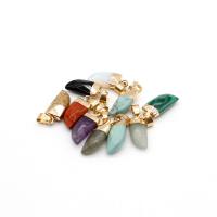 Gemstone Pendants Jewelry Natural Stone with Brass Wolf Tooth gold color plated & Unisex & faceted Sold By PC