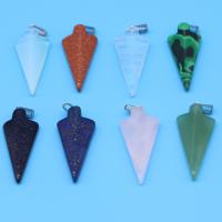Gemstone Pendants Jewelry, Natural Stone, arrowhead, vintage & different materials for choice & Unisex, more colors for choice, 37mm, Sold By PC