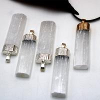 Gypsum Stone Necklace with Brass Rectangle plated Unisex Length Approx 14.96 Inch Sold By PC