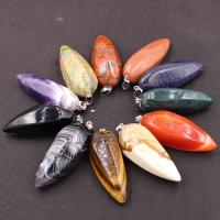 Gemstone Pendants Jewelry, Natural Stone, different materials for choice & Unisex, more colors for choice, 20x50mm, Sold By PC