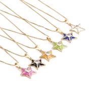Cubic Zircon Micro Pave Brass Necklace, with 1.97 extender chain, Star, gold color plated, micro pave cubic zirconia & enamel, more colors for choice, nickel, lead & cadmium free, Length:14.96 Inch, Sold By PC