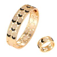 Brass Jewelry Set bangle & finger ring plated micro pave cubic zirconia & for woman nickel lead & cadmium free  Sold By Set