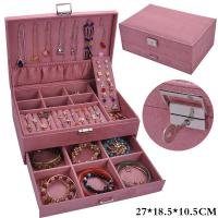 Multifunctional Jewelry Box Suede Rectangle Double Layer & dustproof Sold By PC