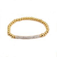 Stainless Steel Jewelry Bracelet gold color plated elastic & for woman & with rhinestone 45mm 5mm Length Approx 6-9 Inch Sold By PC