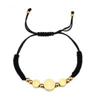 Stainless Steel Jewelry Bracelet with Polyester Cord gold color plated adjustable & for woman 12mm 5mm 8mm Length Approx 9.4 Inch Sold By PC