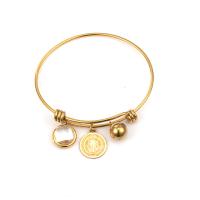 Stainless Steel Bangle gold color plated adjustable & for woman 15mm 70mm Sold By PC