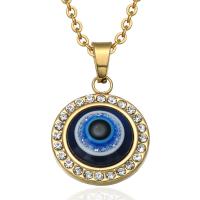 Stainless Steel Pendants, Evil Eye, 18K gold plated, DIY & with rhinestone, 18x22mm, Sold By PC