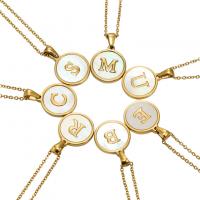 Edelstahl Schmuck Halskette, mit Weiße Muschel, plattiert, Oval-Kette & verschiedene Stile für Wahl & für Frau, 10mm, Länge:ca. 18 ZollInch, verkauft von PC
