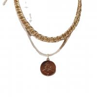 Collar de Aleación de Zinc, chapado, Doble capa & para mujer, dorado, 31cm,42cm, Vendido por UD