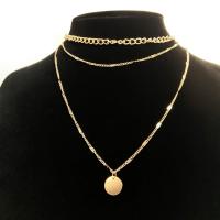 Multi Layer Necklace Zinc Alloy plated multilayer & for woman golden 35cm 38cm 51cm Sold By PC