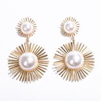 Zinklegierung Ohrringe, mit Kunststoff Perlen, plattiert, für Frau, keine, 85x52mm, verkauft von Paar