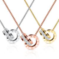 Titanium Steel Necklace, for woman & with rhinestone, more colors for choice, 13mm, Length:45 cm, Sold By PC