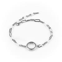 Flydende Locket Bracelet, Zinc Alloy, forgyldt, Unisex, sølv, Længde 45 cm, Solgt af PC