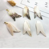 Shell Pendants with Brass Leaf gold color plated DIY Sold By PC