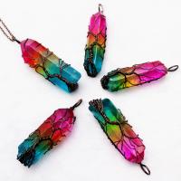 Quartz Gemstone Pendants, with Iron, irregular, plated, Unisex, more colors for choice, 35-60mm, Sold By PC