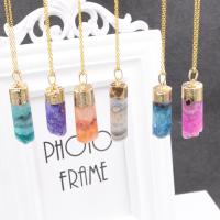 Quartz Necklace, with Brass, Column, gold color plated, Unisex, more colors for choice, 10x35mm, Length:Approx 18.9 Inch, Sold By PC