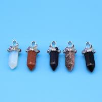 Bijoux Pendentifs en pierres gemmes, Pierre naturelle, avec alliage de zinc, Conique, Placage de couleur platine, différents matériaux pour le choix & unisexe, plus de couleurs à choisir, 20x42mm, Vendu par PC