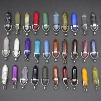Gemstone Pendants Jewelry, Natural Stone, with Tibetan Style, Bullet, platinum color plated, different materials for choice & Unisex, more colors for choice, 10x42mm, Sold By PC