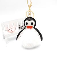 PU Leather Key Clasp with Plush & Zinc Alloy Penguin gold color plated Unisex Sold By PC