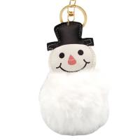 PU Leather Key Clasp with Plush & Zinc Alloy Snowman gold color plated Unisex Sold By PC