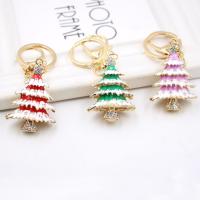 Zinc Alloy Key Clasp Christmas Tree gold color plated Unisex & with rhinestone nickel lead & cadmium free Sold By PC