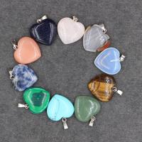 Gemstone Pendants Jewelry, Natural Stone, with leather cord, Heart, different materials for choice & Unisex, more colors for choice, nickel, lead & cadmium free, 20x20mm, Length:Approx 18.9 Inch, Sold By PC