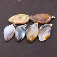 Agate Jewelry Pendants, Leaf, Unisex, more colors for choice, 22x45mm, Sold By PC