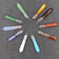 Gemstone Pendants Jewelry, Natural Stone, with leather cord & Tibetan Style, platinum color plated, different materials for choice & Unisex, more colors for choice, 58mm, Length:Approx 18.9 Inch, Sold By PC