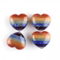 Rainbow Stone Decoration, Heart, 3D effect, mixed colors, 40x45mm, Sold By PC