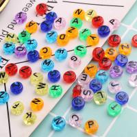 Alphabet Acrylic Beads Flat Round enamel mixed colors 10mm Approx Sold By Bag