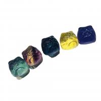 fluorite pendente, Inciso, non forato, colori misti, 13x12x13mm-16x15x16mm, Venduto da PC