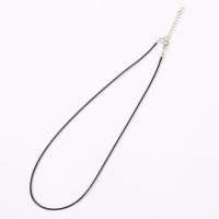 Fashion Necklace Cord, Wax Cord, with Iron, silver color plated, DIY, black, Length:19.69 Inch, Sold By PC