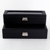 Watch Jewelry Box, Middle Density Fibreboard, with PU Leather, durable & different size for choice, black, 350x115x80mm,350x200x80mm, Sold By PC