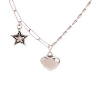 Brass Necklace, Heart, silver color plated, fashion jewelry & for woman, nickel, lead & cadmium free, 15x15mm, Length:Approx 18.5 Inch, Sold By PC