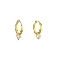 Brass Huggie Hoop Earring gold color plated for woman & with rhinestone nickel lead & cadmium free Sold By Pair