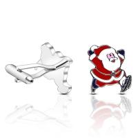 Cufflinks, Brass, Santa Claus, platinum color plated, for man & enamel, 18x21mm, Sold By Pair