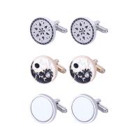 Cufflinks Zinc Alloy plated & for man & with rhinestone white and black Sold By Pair