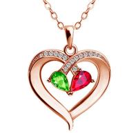 Zinc Alloy smykker halskæde, Heart, forgyldt, for kvinde & med rhinestone, flere farver til valg, 22x23mm, Længde 50 cm, Solgt af PC