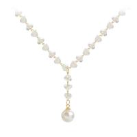 Crystal Necklace Titanium Steel with Crystal & Plastic Pearl for woman mixed colors Length 45 cm Sold By PC
