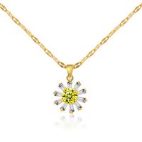 Cubic Zircon Micro Pave Brass Necklace, micro pave cubic zirconia & for woman, golden, 20x13mm, Length:50 cm, Sold By PC