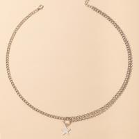 Zinc Alloy smykker halskæde, Stjerne, Unisex, sølv, Længde 45 cm, Solgt af PC
