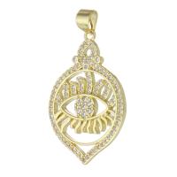 Cubic Zirconia Micro Pave Brass Pendant, gold color plated, DIY & micro pave cubic zirconia, golden, 19x29x2mm, 10PCs/Lot, Sold By Lot